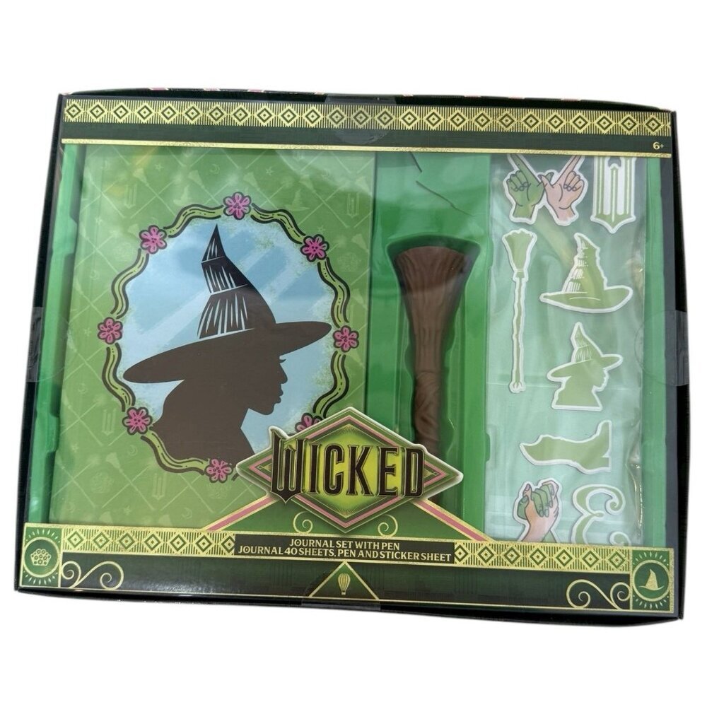 Wicked Elphaba Journal Set With Pen Puffy Stickers 40 Sheets Bullseye Playground